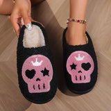 Cozy Halloween Cartoon Slippers - Warm, Plush Open-Toe Home Shoes with Strappy Back Support