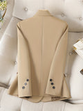 vlovelaw Notched Collar Button Front Blazer, Elegant Long Sleeve Blazer For Office & Work, Women's Clothing