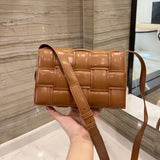 Women Body Cross Bag Designer Wallet leather Handbags Postman Shoulder Bags Purse Letter Wide Strap Woven Shopping totes Fashion  top quality