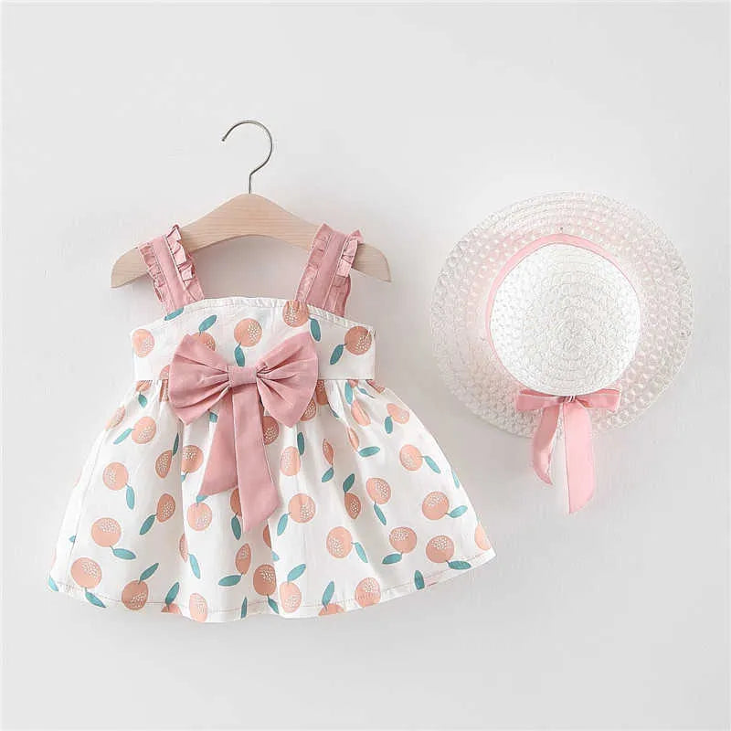 Girl's Dresses Summer Newborn Baby Clothes Infant Girl Cute Print Sleeveless Cotton Beach Princess R230612