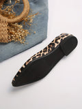 Stylish Leopard Print Pointed Toe Flats - Lightweight, Slip-On, Comfortable Daily Shoes with Faux Leather Upper and PU Sole - Perfect for All Seasons