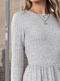 vlovelaw  Long Sleeve Tiered Knit Dress, Casual Solid Color Crew Neck A-line Dress, Women's Clothing