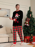 Mens Cozy Christmas Pajama Set - MERRY CHRISTMAS Crew Neck Top with Antler Graphic & Plaid Lounge Pants - Stylish Casual Holiday Wear