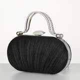 Sparkling Ruffled Clutch Bag - Shiny Top Ring Handle for Elegant Evening Wear - Perfect for Weddings, Parties, and Festivals