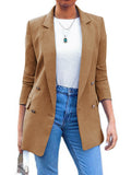 Women's Outerwear Double Breasted Blazer Long Sleeve Open Work Office Coat