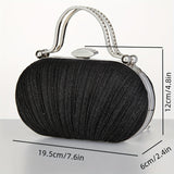 Sparkling Ruffled Clutch Bag - Shiny Top Ring Handle for Elegant Evening Wear - Perfect for Weddings, Parties, and Festivals