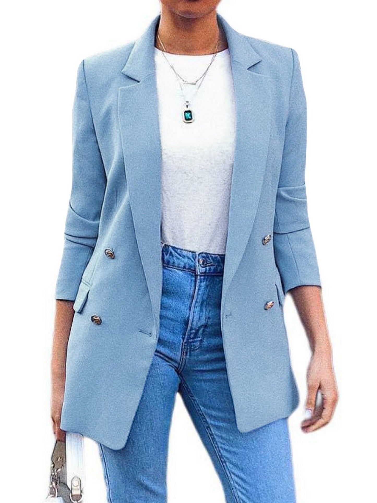 Women's Outerwear Double Breasted Blazer Long Sleeve Open Work Office Coat