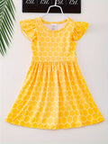 3pcs Sweet Girls Flora Print Flutter Trim Sleeveless Dress Summer Clothes Baby/toddler Girls