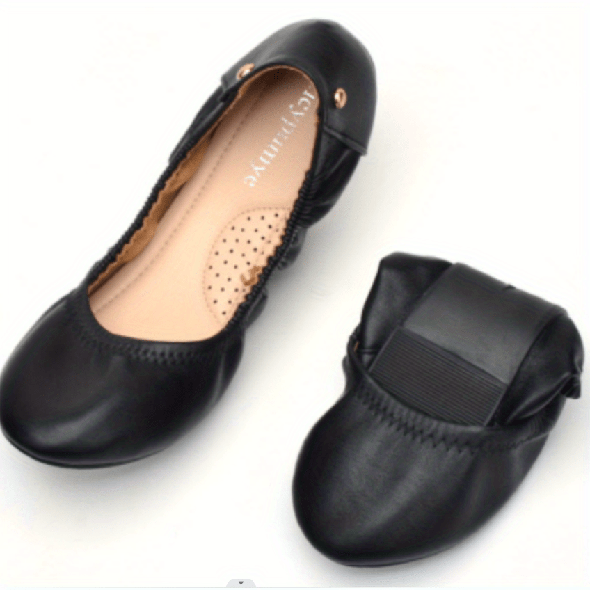 Womens Comfortable Soft Sole Ballet Flats - Breathable, Non-Slip, Faux Leather Upper, Flannel Lined, Round Toe, Toe-strap, Slip-on Shoes for All Seasons