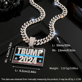 Creative TRUMP  Pendant Design Necklace Zinc Alloy Jewelry Embellished With Rhinestones Personality Female Neck Decor