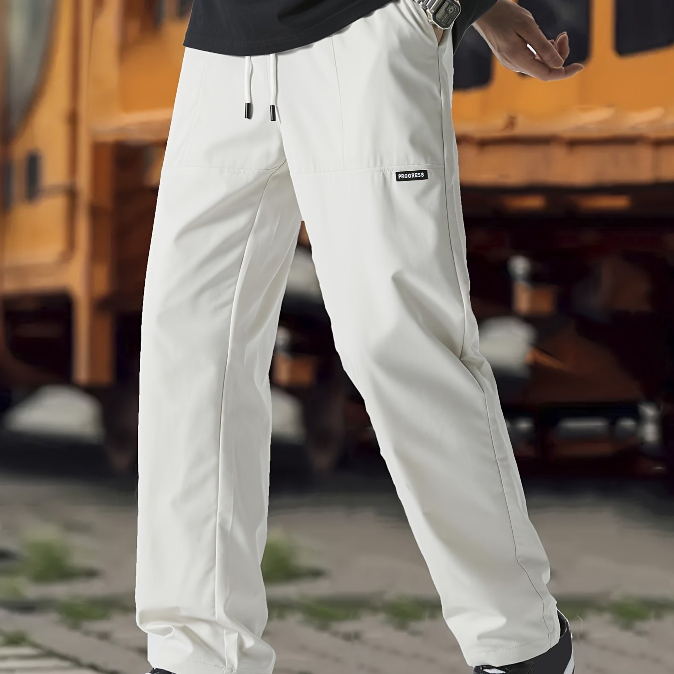 vlovelawMen's Straight Leg Joggers, Casual Waist Drawstring Thin Sweatpants For Spring Summer