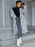 Luxurious Leopard Print Faux Fur Coat - Double Breasted, Long Sleeve, Autumn and Winter Warm, Fluffy Outwear for Women - Soft, Plush, and Stylish