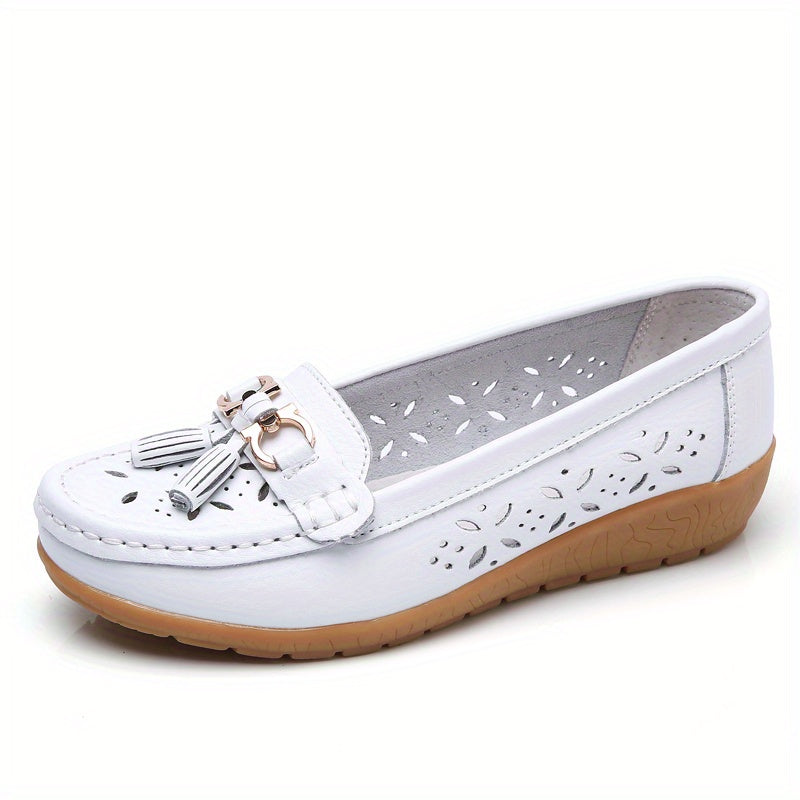 Fashionable Spring Women's Wedge Shoes - Comfy Slip-on, Breathable, Round Toe with Bow Accent