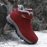 Men's Comfort Winter Hiking Boots - Thermal Plush Lining, Windproof & Durable TPR Sole, Hook and Loop Closure, Ankle Support