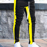 vlovelaw  Men's Casual Side Striped Waist Drawstring Joggers, Chic Stretch Sports Pants