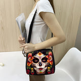 Trendy Skull Print Crossbody Bag - Stylish Casual Design with Secure Phone & Wallet Compartments - Perfect for Fashion-Conscious Travelers