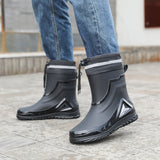 Men's Rain Boots With Adjustable Neck, Non-slip Wear-resistant Waterproof Rain Shoes For Outdoor Working Fishing