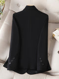 vlovelaw Notched Collar Button Front Blazer, Elegant Long Sleeve Blazer For Office & Work, Women's Clothing