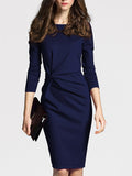 Twist Solid Dress, Elegant Long Sleeve Bodycon Party Dress, Women's Clothing