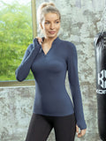 vlovelaw  Breathable Women's Yoga Top With Half Zipper And Thumb Holes