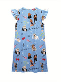 4-12 Years Old Girls Vibrant Animated Print Casual Dress - Ultra-Comfortable, Easy Care, Super Stretchy Fabric - Ideal for Spring and Summer Seasons