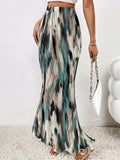 vlovelaw  Tie Dye High Waist Bodycon Skirt, Elegant Mermaid Hem Textured Maxi Skirt, Women's Clothing