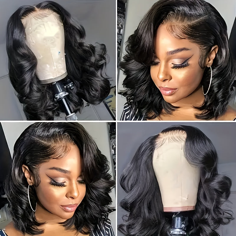 Short Bob Wigs Body Wave Lace Wig Human Hair 180% Density 4x4 Glueless Wigs Pre Plucked With Baby Hair For Women Brazilian Virgin Human Hair Wigs Natural Color