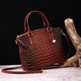 Chic Gradient Crocodile Pattern Tote & Crossbody Bag – Women’s Vintage Satchel with Secure Zip & Polyester Lining