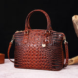 Chic Gradient Crocodile Pattern Tote & Crossbody Bag – Women’s Vintage Satchel with Secure Zip & Polyester Lining