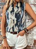 vlovelaw  Marble Print Sleeveless Blouse, Elegant V-neck Tank Blouse For Summer, Women's Clothing