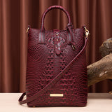 Elegant Crocodile-Print Tote for Women: Versatile, Secure Buckle, Removable Strap, Work & Casual Chic