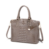 Chic Gradient Crocodile Pattern Tote & Crossbody Bag – Women’s Vintage Satchel with Secure Zip & Polyester Lining