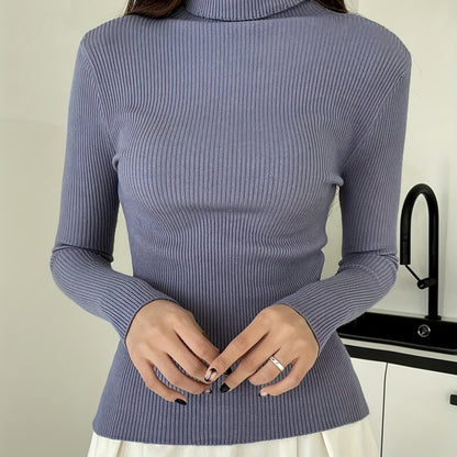 vlovelaw  Women's Sweater Turtleneck Solid Ribbed Long Sleeve Slim Pullover Knit Tops