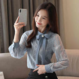 Korean Fashion Women Blouses Women Shirts Woman Chiffon Lace Blouse OL Shirt Plus Size Womens Tops and Blouses Elegant Woman Top 210323