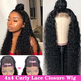 150 density Curly Human Hair Wigs Black Color 360 Glueless Lace Front Wig 24 Inch 13x4 HD Lace Frontal Wigs for Women Water Wave Transparent Preplucked