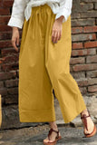 Fashion Casual Solid Patchwork Loose High Waist Wide Leg Bottoms