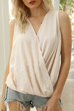 Fashion Casual Solid Split Joint V Neck Tops