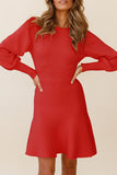 Fashion Celebrities Solid Patchwork O Neck A Line Dresses(4 Colors)