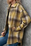 Fashion Casual Plaid Split Joint Turndown Collar Outerwear