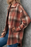 Fashion Casual Plaid Split Joint Turndown Collar Outerwear