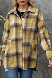 Fashion Casual Plaid Split Joint Turndown Collar Outerwear