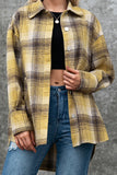 Fashion Casual Plaid Split Joint Turndown Collar Outerwear