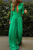 Fashion Elegant Buckle Turndown Collar Jumpsuits(3 Colors)