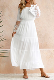 Fashion Elegant Solid Lace Split Joint Off the Shoulder A Line Dresses