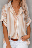 Elegant Striped Patchwork V Neck Blouses(4 Colors)