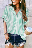 Elegant Striped Patchwork V Neck Blouses(4 Colors)