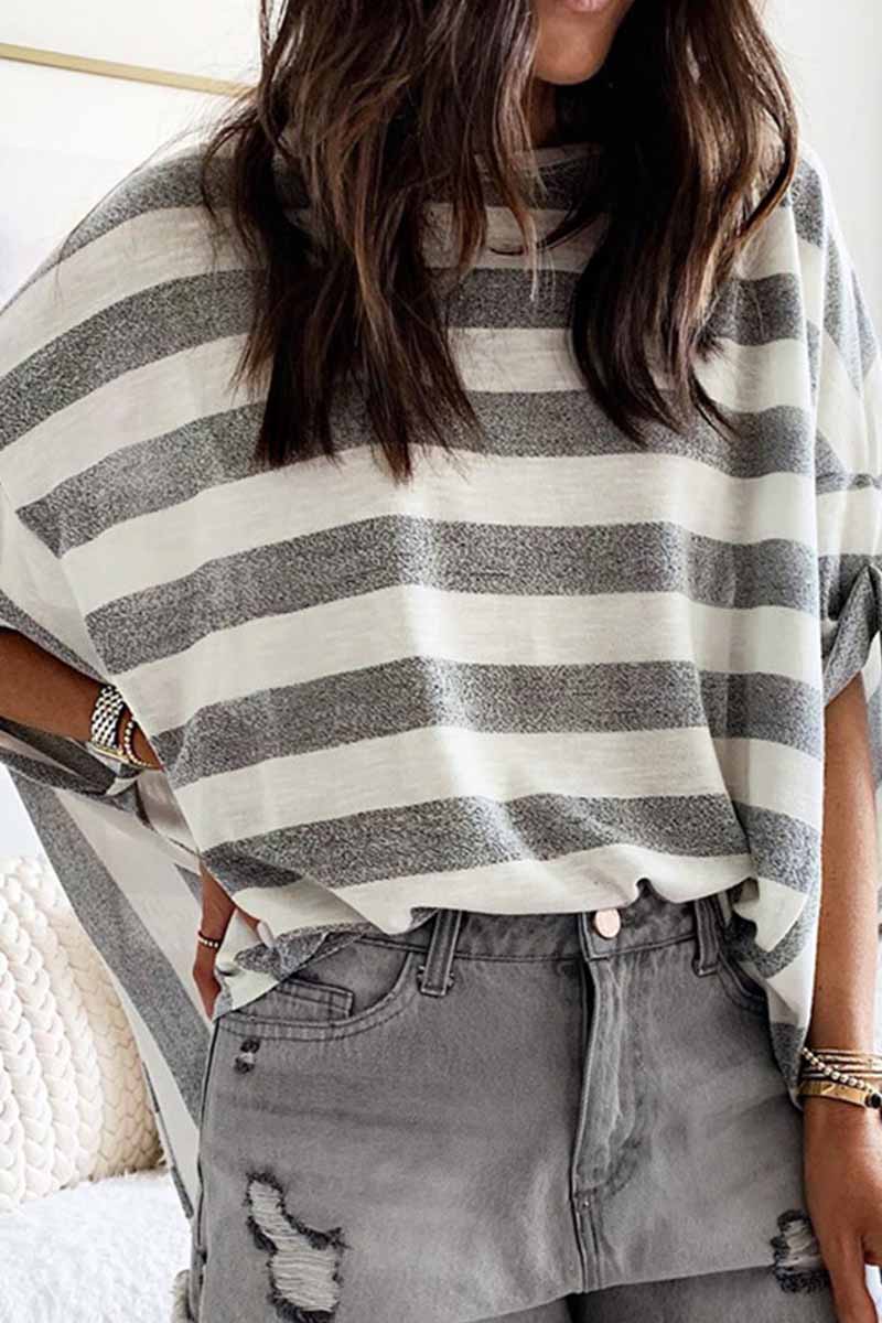 Vlovelaw Striped Loose Round Neck Top