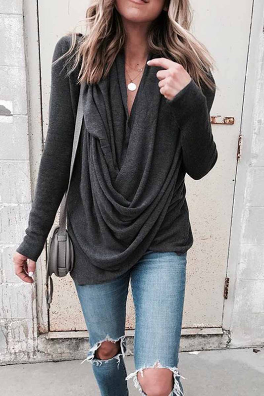 Vlovelaw Solid Long Sleeve Drape Top