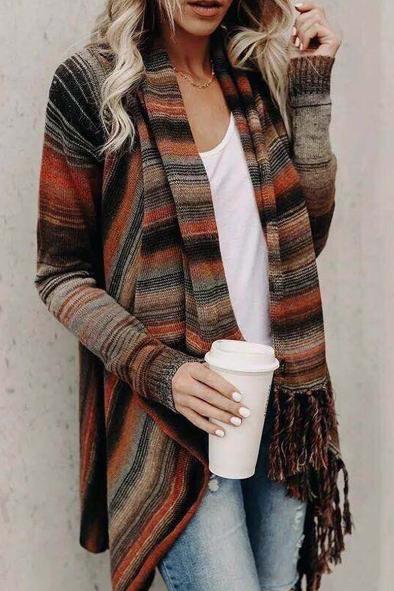 Vlovelaw Striped Shawl Sweater 2 Styles