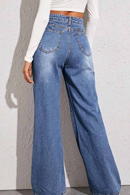 Vlovelaw Solid Loose Blue Denim Trousers